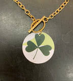 Green Shamrock Circle Tin Necklace