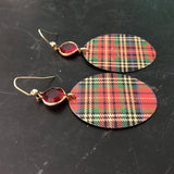 Large Classic Plaid Tin Earrings with Bead