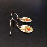 Red Floral and Branch Tiny Tin Earrings