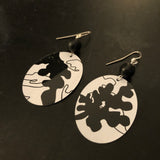 Black and White Foliage Tin Earrings with Bead