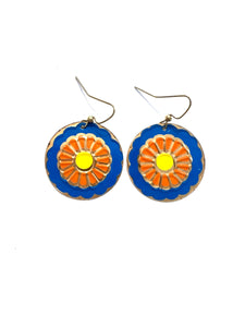 Orange and Blue Tin Earrings