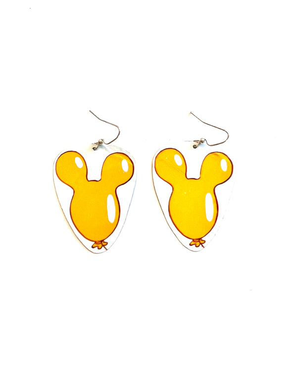 Yellow Mickey Balloon Tin Earrings
