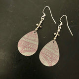 Pink and White Arch Tin Earrings with Bead