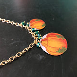 Double Pumpkin Tin Necklace with Beads