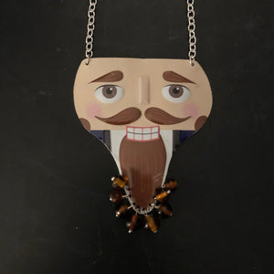 Brown Bearded Nutcracker Tin Necklace