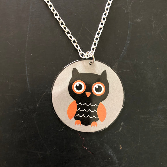 Owl Circle Tin Necklace
