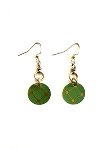 Green and Gold Art Deco Tin Earrings