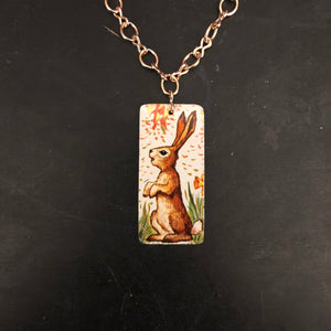 Standing Rabbit Tin Necklace