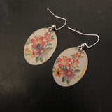 Pink and Lavender Flowers Tin Earrings