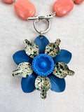 Blue Floral Tin Necklace