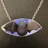 Black Bat Large Tin Necklace