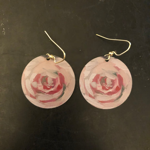Painted Rose Tin Earrings