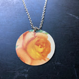 Orange Rose Circle Tin Necklace