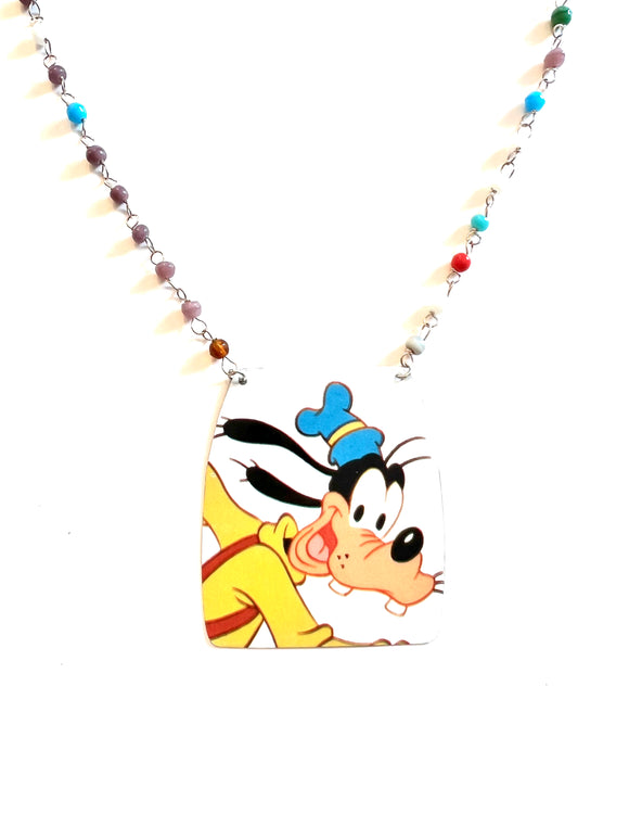 Goofy Tin Necklace with Beads