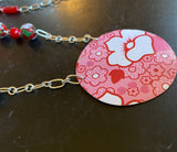 Red and Pink Floral Tin Necklace