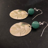 Green Leaves Tin Earrings with Beads