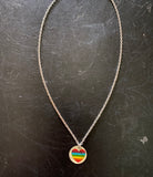 Rainbow Heart On Silver Tin Necklace