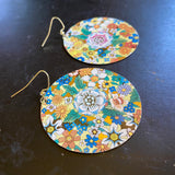 Multicolored Floral Circle Tin Earrings