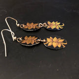 Tiered Gold Floral on Black Tin Earrings