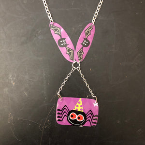 Black Bats and Spider Tin Necklace