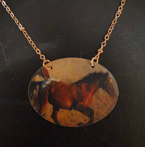 Galloping Horse Tin Necklace