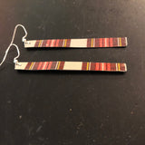 Long Plaid Stripe Rectangle Tin Earrings