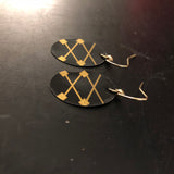 Black and Gold Lace Up Tin Earrings