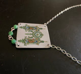 British Royalty Tin Necklace with Glass Beaded Chain and Rhinestone