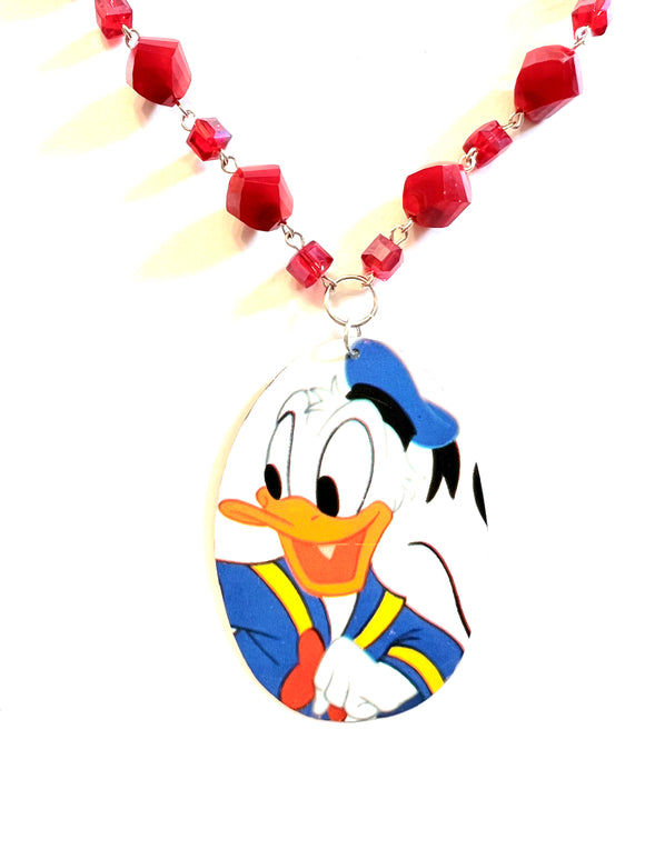 Donald Duck Tin Necklace with Beads