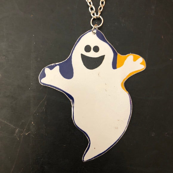 Large White Ghost Tin Necklace
