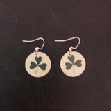 Green Shamrock Circle Tin Earring