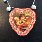 Beaded Chain Heart Valentine Tin Necklace