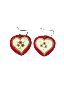 Red and Gold Hearts Tin Earrings