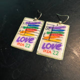Love Stamp on Gold Tin Earrings