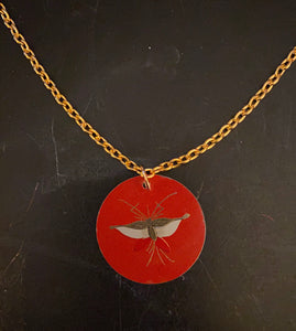 Moth on Red Tin Necklace