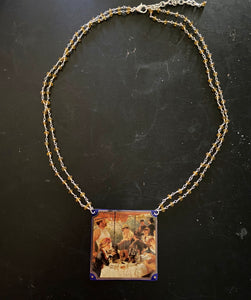 Renoir Luncheon Tin Necklace with Beaded Chain