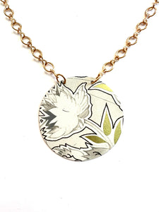 White and Grey Floral Tin Necklace