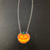 Orange Happy Pumpkin Tin Necklace