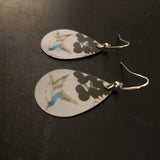 Blue Bird and Floral Tin Earrings