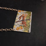 Running Rabbit with Daffodils Tin Necklace