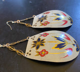 Navy and Red Floral Tin Earrings