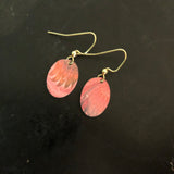 Small Pink Swirl Oval Tin Earrings