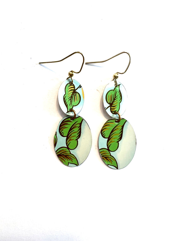 Two Tiered Leaf Tin Earrings