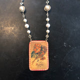 Pearl and Rhinestone Beaded Valentine Tin Necklace