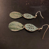 Green Seas Tin Earrings with Leaves