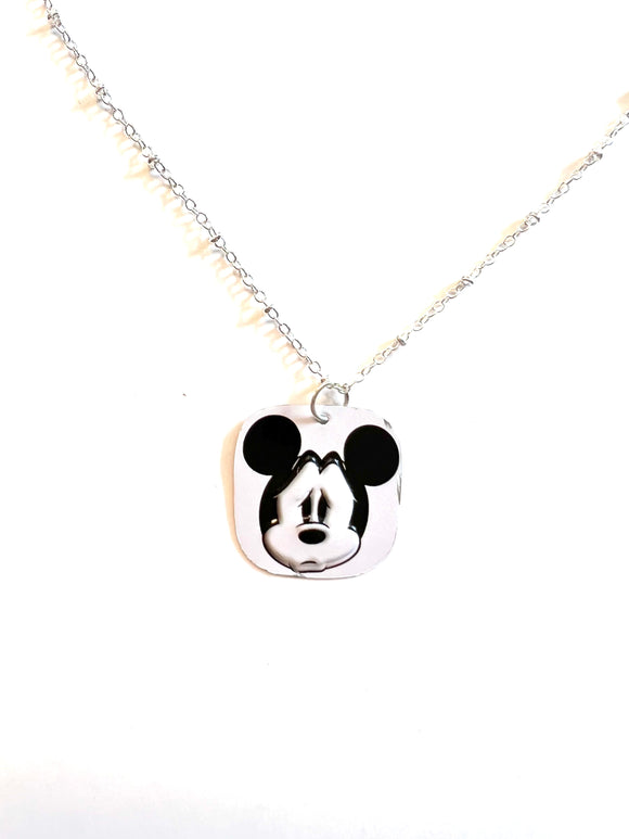 Concerned Mickey Tin Necklace