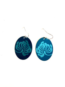 Monochromatic Blue Floral Tin Earrings