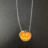 Large Happy Pumpkin Tin Necklace