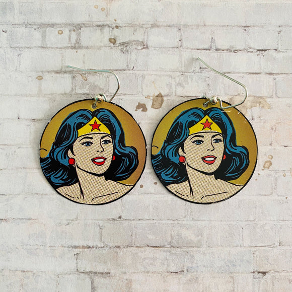 Wonder Woman Portrait Tin Earrings