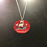 Speedwell Ship Circle Tin Necklace